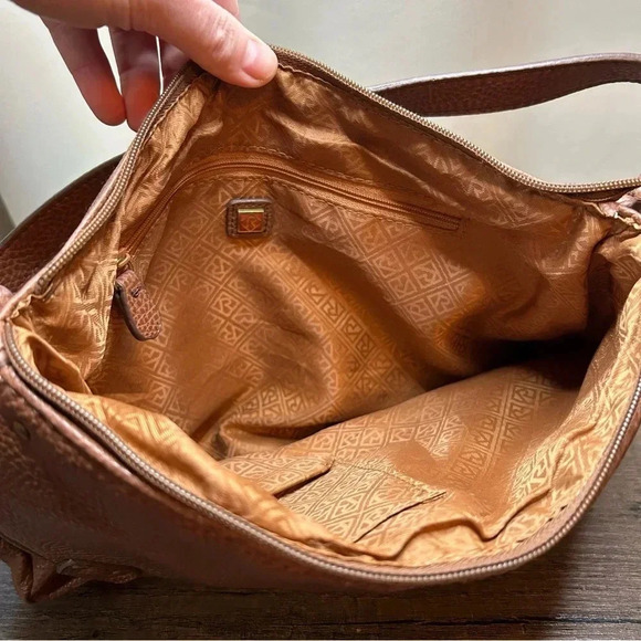 Relic Collection Faux Brown Leather Pebble Texture Satchel - Picture 5 of 5